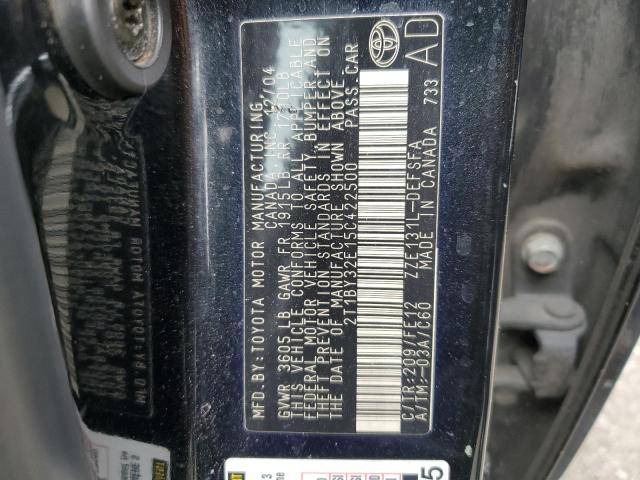 2T1BY32E15C422500 - 2005 TOYOTA COROLLA XRS BLACK photo 12