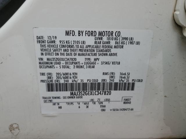 MAJ3S2GEXLC347820 - 2020 FORD ECOSPORT SE 白色 照片 13