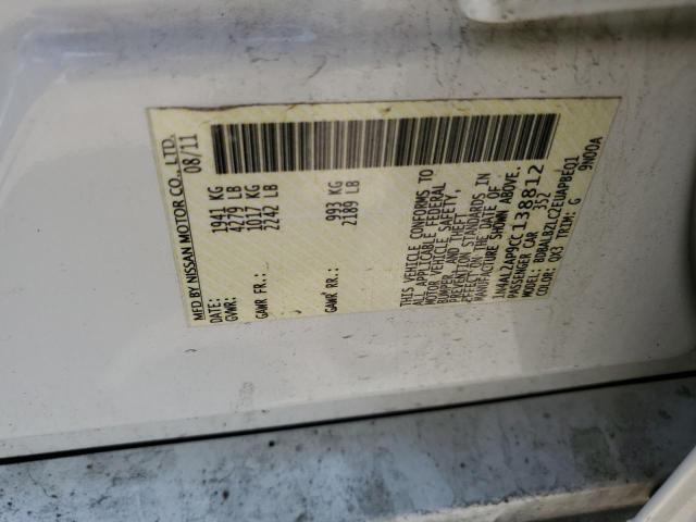 1N4AL2AP9CC138812 - 2012 NISSAN ALTIMA BASE WHITE photo 12