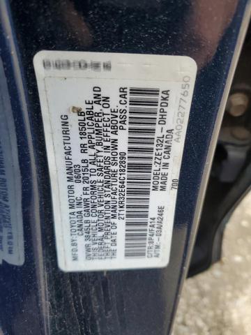 2T1KR32E64C182890 - 2004 TOYOTA COROLLA MA XR BLUE photo 12