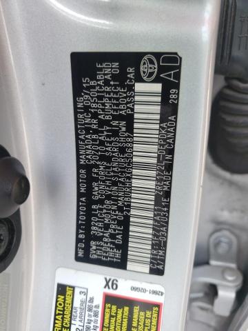 2T1BURHEXGC506887 - 2016 TOYOTA COROLLA L SILVER photo 12