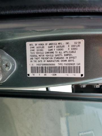 1HGCP26868A094944 - 2008 HONDA ACCORD EXL GREEN photo 13