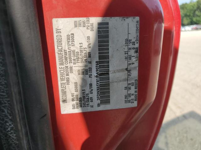 3FDNX65Y81MA90768 - 2001 FORD F650 SUPER DUTY RED photo 10