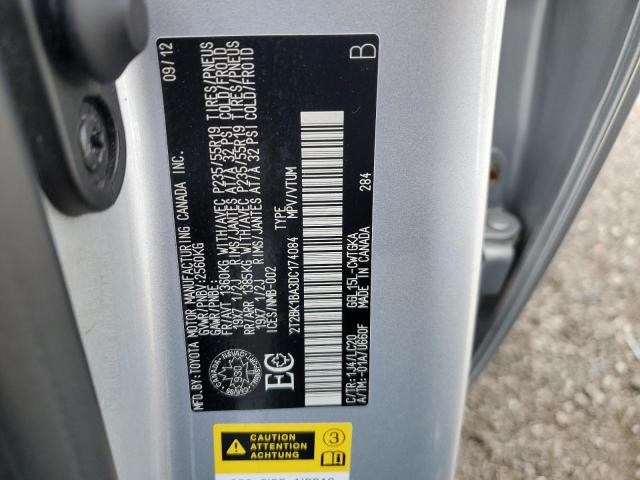 2T2BK1BA3DC174084 - 2013 LEXUS RX 350 BASE SILVER photo 12