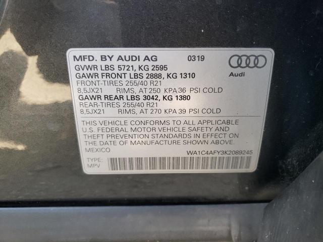 WA1C4AFY3K2089245 - 2019 AUDI SQ5 PRESTIGE GRAY photo 13