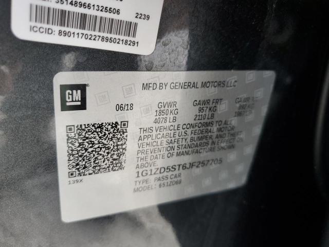 1G1ZD5ST6JF257705 - 2018 CHEVROLET MALIBU LT Grafitowy zdjęcie 12