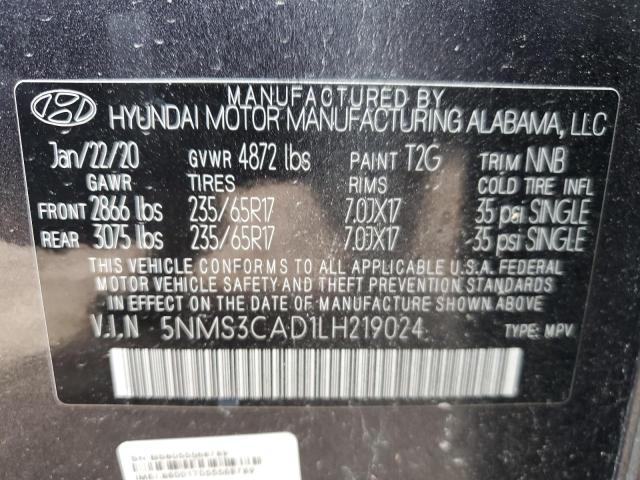 5NMS3CAD1LH219024 - 2020 HYUNDAI SANTA FE SEL GRAY photo 13