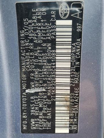 2T1KR32EX5C441088 - 2005 TOYOTA COROLLA MA XR BLUE photo 12