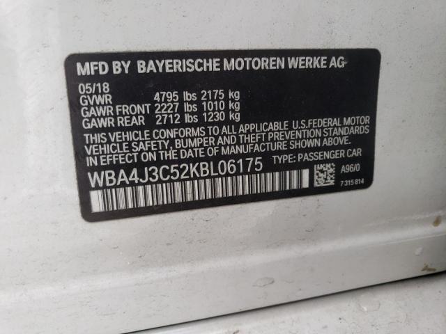 WBA4J3C52KBL06175 - 2019 BMW 430XI GRAN COUPE 白色 照片 12