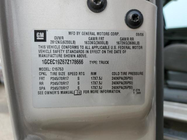 1GCEC19Z67Z178666 - 2007 CHEVROLET SILVERADO C1500 CLASSIC TAN photo 12