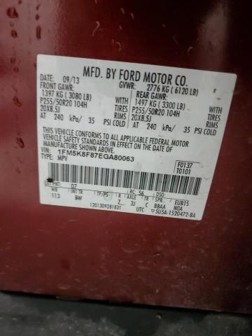 1FM5K8F87EGA80063 - 2014 FORD EXPLORER LIMITED ORANGE photo 14