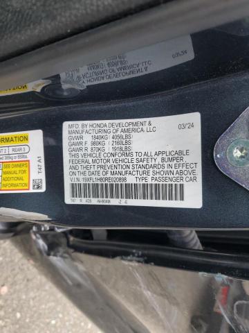 19XFL1H80RE020898 - 2024 HONDA CIVIC SPORT TOURING BLUE photo 12