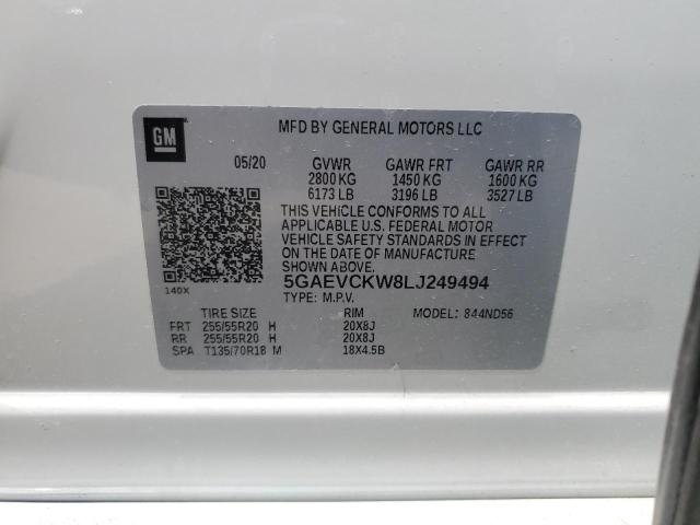 5GAEVCKW8LJ249494 - 2020 BUICK ENCLAVE AVENIR WHITE photo 13