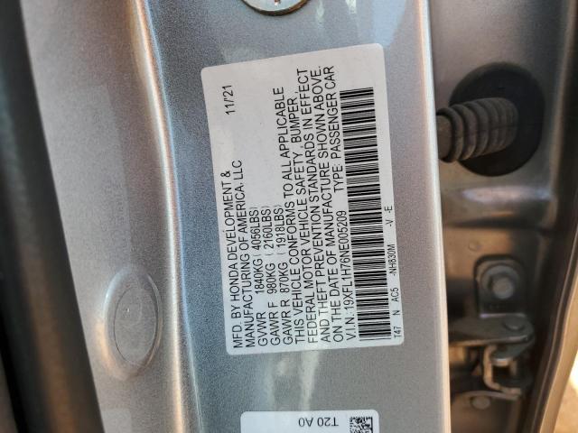 19XFL1H76NE005209 - 2022 HONDA CIVIC EXL 银色 照片 12