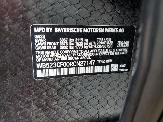 WB523CF00RCN27147 - 2024 BMW IX XDRIVE50 GRAY photo 13
