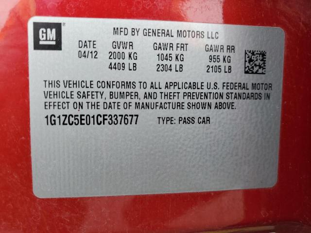 1G1ZC5E01CF337677 - 2012 CHEVROLET MALIBU 1LT RED photo 12