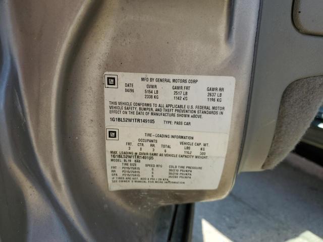 1G1BL52W1TR149105 - 1996 CHEVROLET CAPRCE/IMP CLASSIC GRAY photo 12