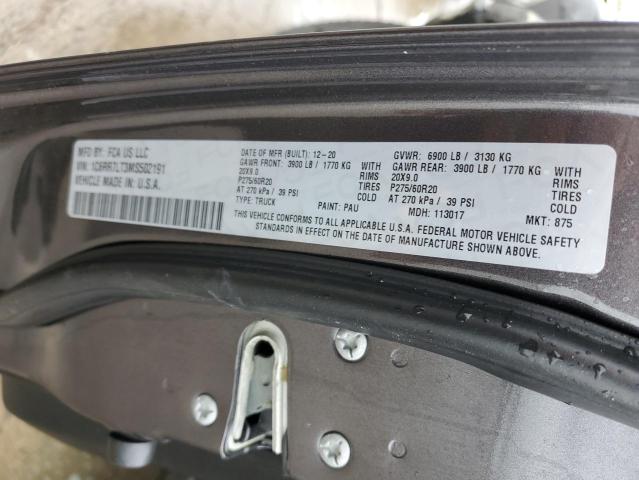 1C6RR7LT3MS502191 - 2021 RAM 1500 CLASS SLT 石墨色 照片 12