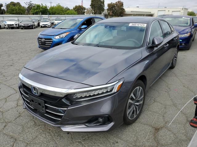 1HGCV3F49MA015592 - 2021 HONDA ACCORD HYBRID EX GRAY photo 1