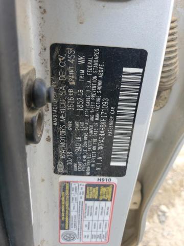 3KPA24AB8KE171093 - 2019 KIA RIO S SILVER photo 12