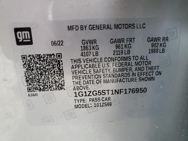 1G1ZG5ST1NF176950 - 2022 CHEVROLET MALIBU RS 银色 照片 13