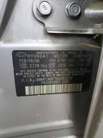 KMHFC46F76A083218 - 2006 HYUNDAI AZERA SE SILVER photo 12