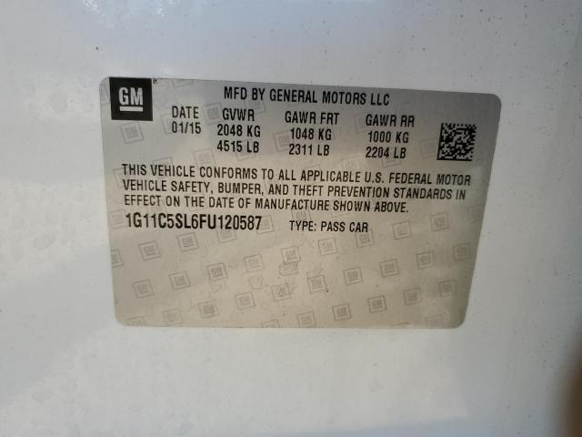 1G11C5SL6FU120587 - 2015 CHEVROLET MALIBU 1LT WHITE photo 12
