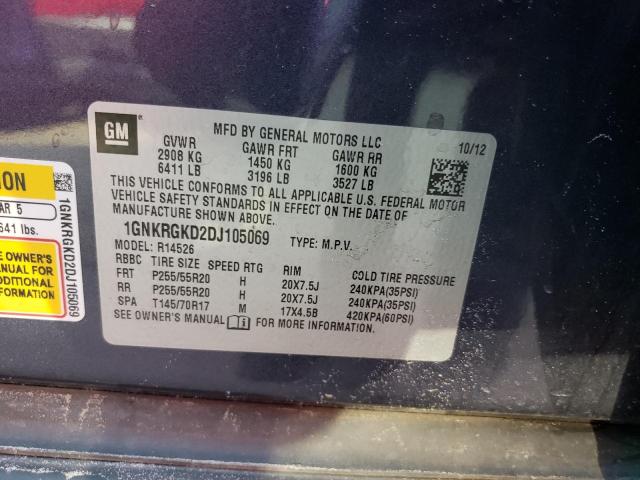 1GNKRGKD2DJ105069 - 2013 CHEVROLET TRAVERSE LT BLUE photo 13