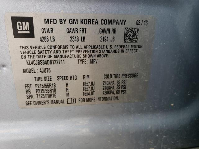 KL4CJBSB4DB122711 - 2013 BUICK ENCORE CONVENIENCE 蓝色 照片 13