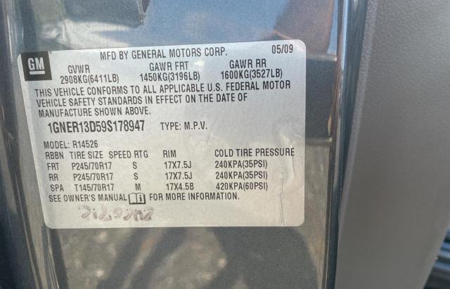 1GNER13D59S178947 - 2009 CHEVROLET TRAVERSE LS GRAY photo 10