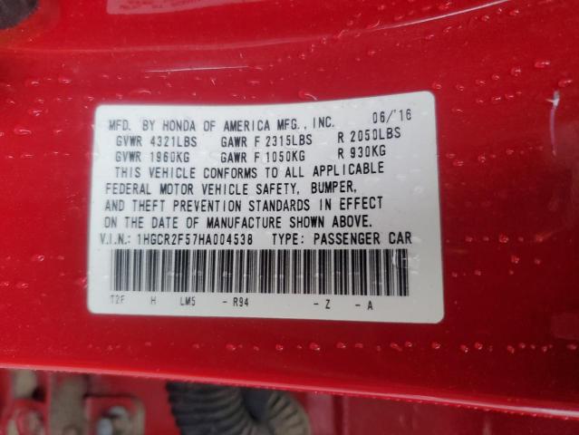 1HGCR2F57HA004538 - 2017 HONDA ACCORD SPORT 红色 照片 12