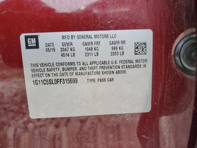 1G11C5SL0FF315699 - 2015 CHEVROLET MALIBU 1LT 栗色 照片 12