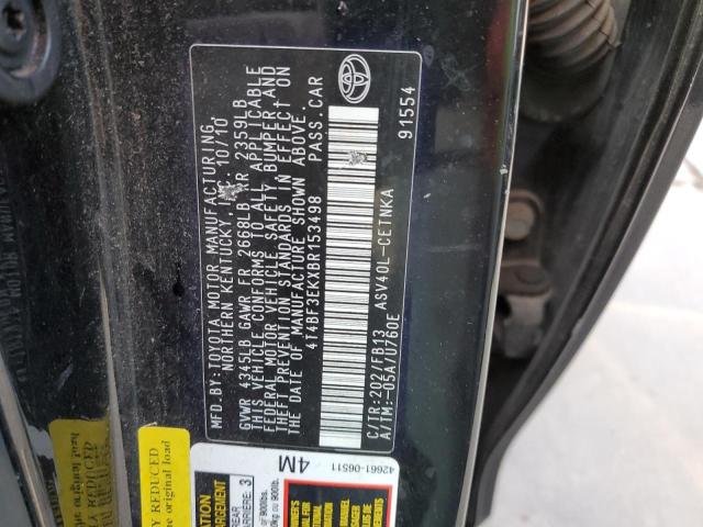 4T4BF3EKXBR153498 - 2011 TOYOTA CAMRY BASE BLACK photo 13