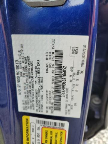 3FA6P0HD6ER106852 - 2014 FORD FUSION SE BLUE photo 12