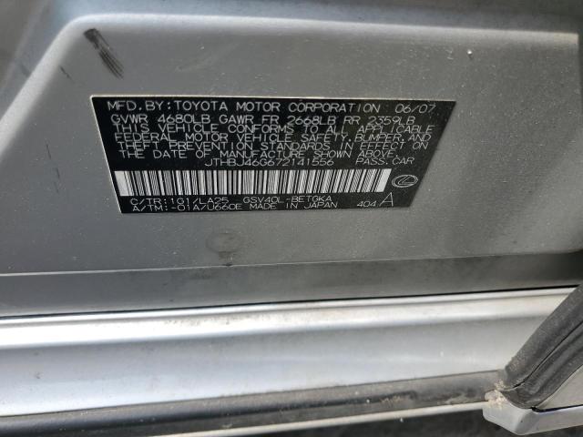 JTHBJ46G672141556 - 2007 LEXUS ES 350 SILVER photo 12