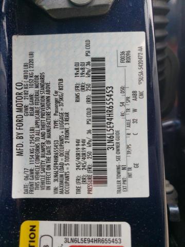 3LN6L5E94HR655453 - 2017 LINCOLN MKZ RESERVE ლურჯი ფოტო 12