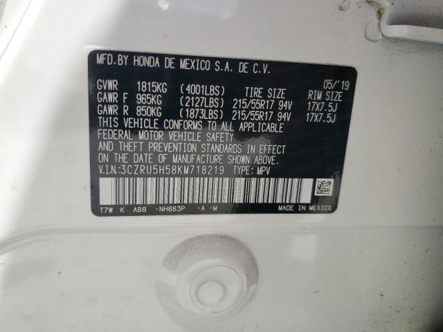 3CZRU5H58KM718219 - 2019 HONDA HR-V EX WHITE photo 14