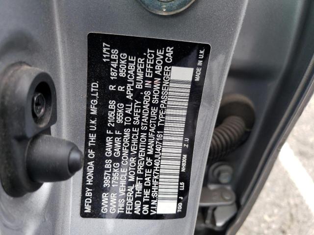 SHHFK7H40JU407161 - 2018 HONDA CIVIC SPORT 银色 照片 12