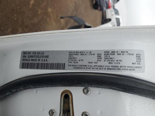 1C6RR7FG2LS161492 - 2020 RAM 1500 CLASSIC TRADESMAN Белый фото 12