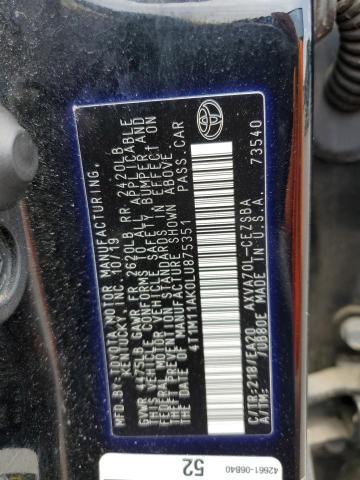 4T1M11AK0LU875351 - 2020 TOYOTA CAMRY SE BLACK photo 12