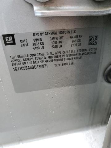 1G11C5SA6GU136871 - 2016 CHEVROLET MALIBU LIM LT 银色 照片 12