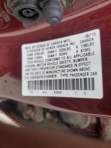 2HGFB2F91FH549878 - 2015 HONDA CIVIC EXL BURGUNDY photo 12