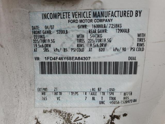 1FD4F46Y68EA84307 - 2008 FORD F450 SUPER DUTY WHITE photo 12