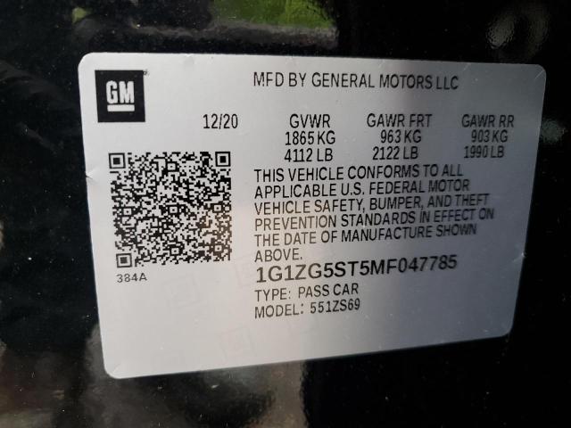 1G1ZG5ST5MF047785 - 2021 CHEVROLET MALIBU RS BLACK photo 12