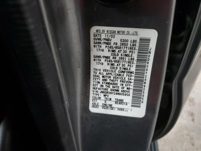 JN8DR09Y24W905959 - 2004 NISSAN PATHFINDER LE GRAY photo 13