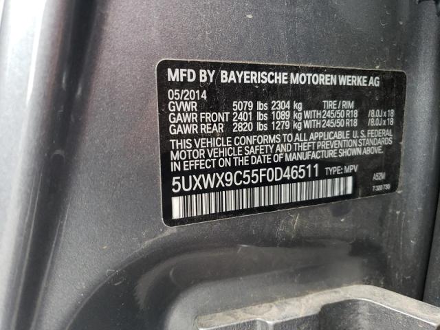 5UXWX9C55F0D46511 - 2015 BMW X3 XDRIVE28I GRAY photo 13