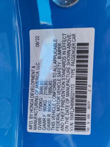 19XFL2H89NE021113 - 2022 HONDA CIVIC SPORT 蓝色 照片 13