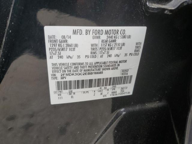 2FMDK3GC2EBB16685 - 2014 FORD EDGE SE BLACK photo 13