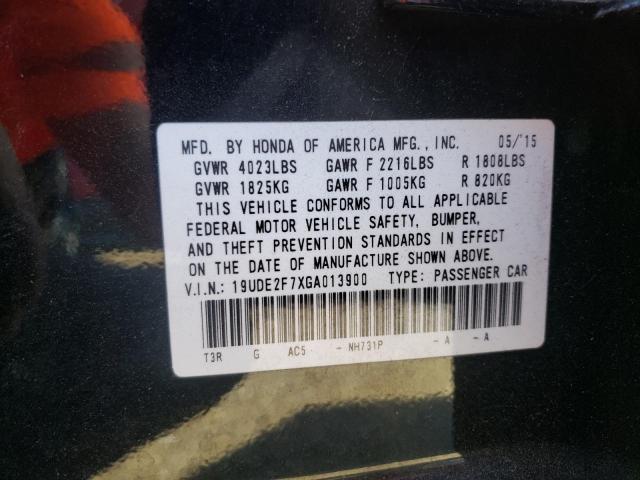 19UDE2F7XGA013900 - 2016 ACURA ILX PREMIUM TECH BLACK photo 10