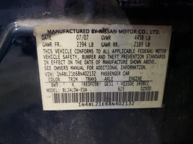 1N4BL21E68N402132 - 2008 NISSAN ALTIMA 3.5SE BLUE photo 13